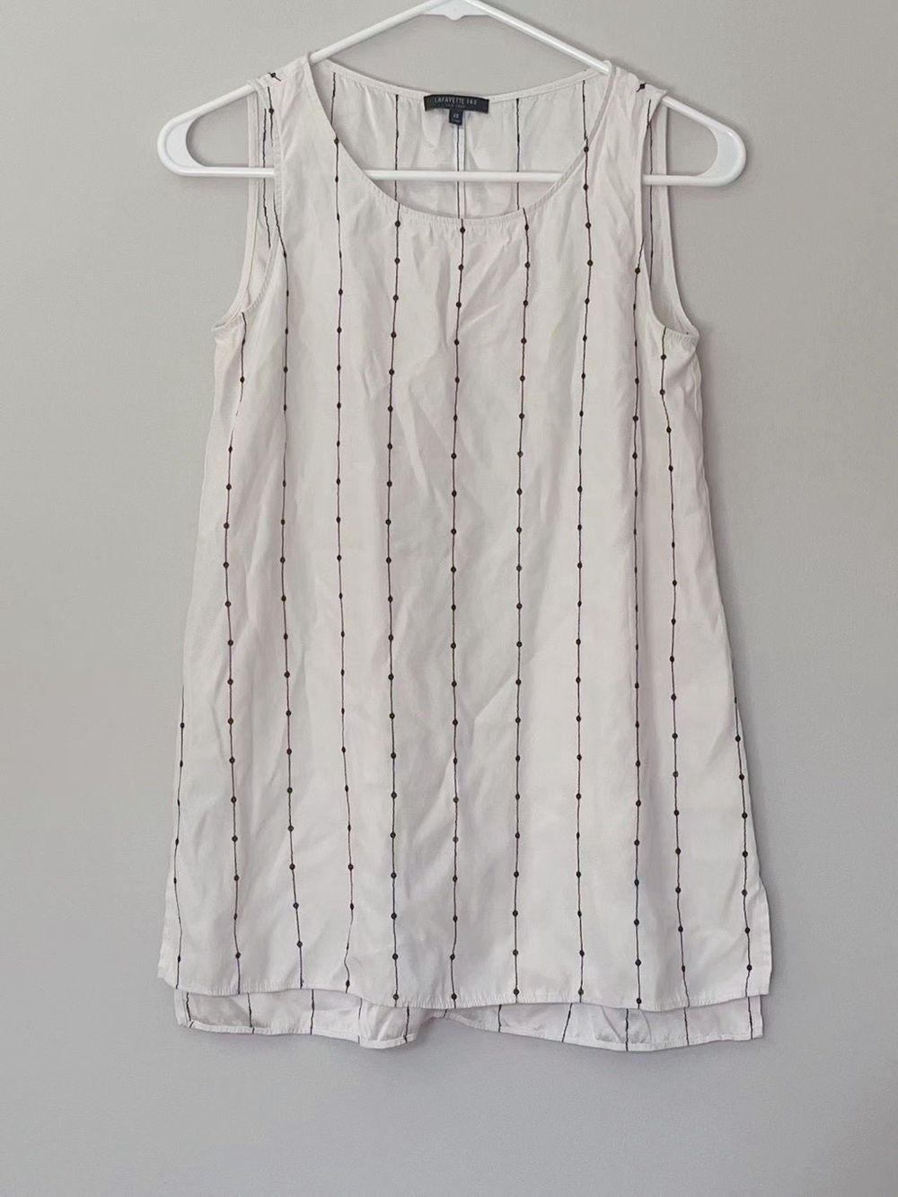 Lafayette 148 New York 100% Silk Striped Pleated Detailed Sleeveless Blouse XS